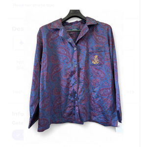 NWT Ralph Lauren Lauren Women’s Paisley Sleep Shirt Nightgown Pajama Top Size L